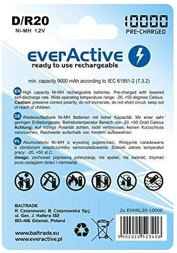 Everactive D tipo akumuliatoriaus techninė pakuotės pusė