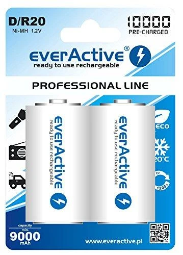 Akumuliatorius - Everactive R20/D Ni-MH 10 000 mAh