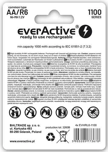 everActive AA akumuliatorių pakuotės galinė pusė