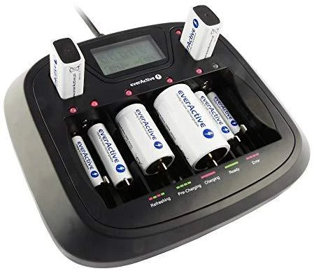 everActive universalus 4 etapų AA AAA C D 9V elementų įkroviklis NC-900U