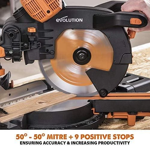 Evolution R255SMS DB PLUS 2000 W 255 mm kampinis pjūklas + 2 peiliai