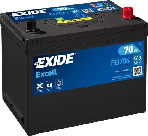 Exide Excell EB704 akumuliatorius kampiniu kampu