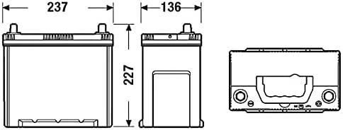 Exide akumuliatoriaus techninių matmenų schema