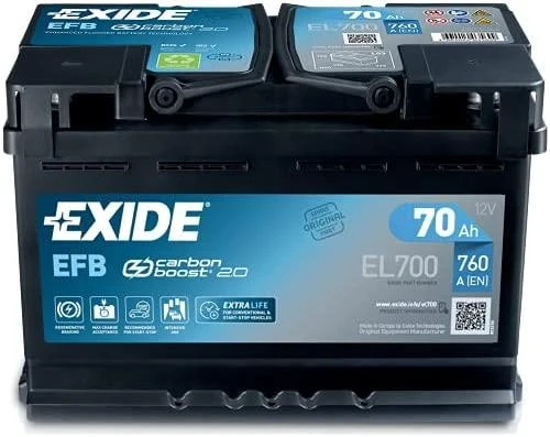 EXIDE EL700 EFB 70Ah 720A (EN) 12V akumuliatorius