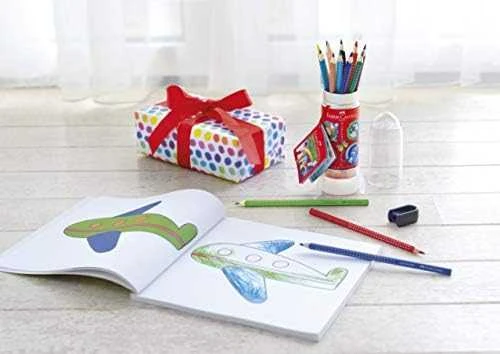 Spalvotų pieštukų rinkinys Faber-Castell Grip raketa, 15 spalvų