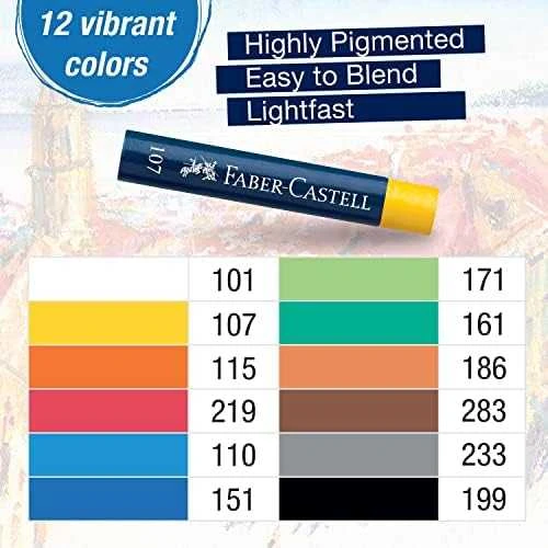 Aliejinės kreidelės Faber-Castell Gofa, 12 spalvų