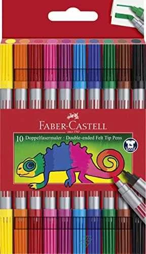 Flomasteriai Faber-Castell, dvipusiai, 10 spalvų
