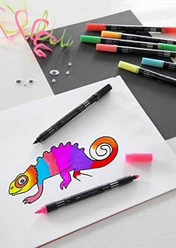 Flomasteriai Faber-Castell, dvipusiai, 10 spalvų