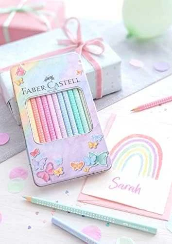 Spalvoti pieštukai Faber-Castell Sparkle, 12 spalvų, metalinėje dėžutėje
