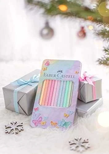 Spalvoti pieštukai Faber-Castell Sparkle, 12 spalvų, metalinėje dėžutėje