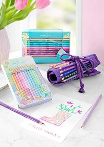 Spalvoti pieštukai Faber-Castell Sparkle, 12 spalvų, metalinėje dėžutėje