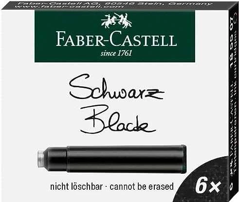 Rašalo kapsulės Faber-Castell, 6 vnt, juodos spalvos