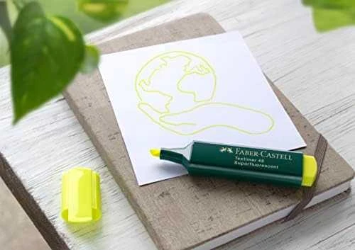 Teksto žymeklis Faber-Castell, geltonos spalvos, kirstu galiuku, 1,2 - 5mm