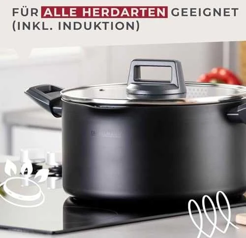 Royal Catering Plieninis puodas su matavimo puodelio dangteliu elektrinei dujinei indukcinei viryklei, 170 l