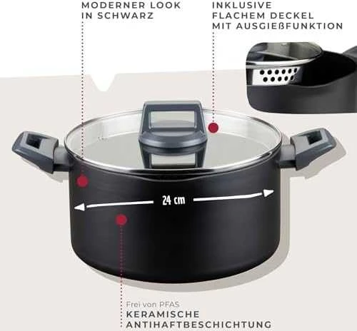 Royal Catering Plieninis puodas su matavimo puodelio dangteliu elektrinei dujinei indukcinei viryklei, 170 l