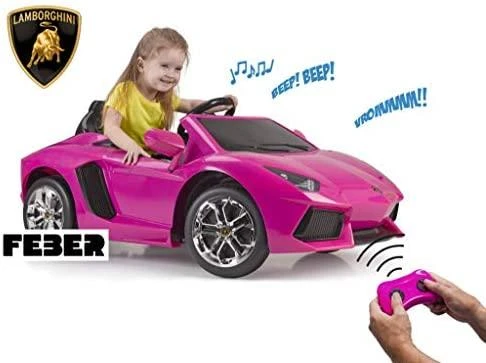 FEBER Lamborghini Aventador Rožinė elektrinis automobilis vaikams 6V