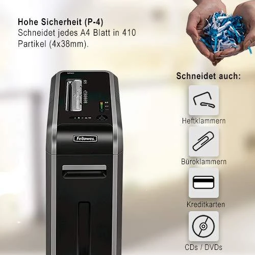 Fellowes Cross-Cut 125Ci popieriaus smulkinimas, kompaktinių diskų smulkinimas, kreditinių kortelių smulkinimas, tradicinis