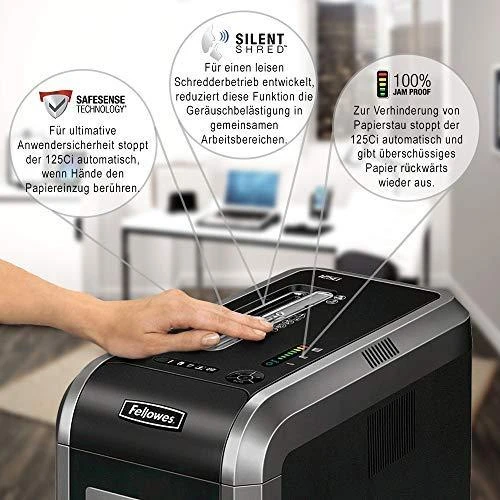 Fellowes Cross-Cut 125Ci popieriaus smulkinimas, kompaktinių diskų smulkinimas, kreditinių kortelių smulkinimas, tradicinis