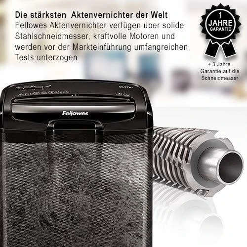 Dokumentų naikiklis Fellowes Powershred® M-7Cm, Cross-Cut, 7 lapai 70gsm, P4, 13 L