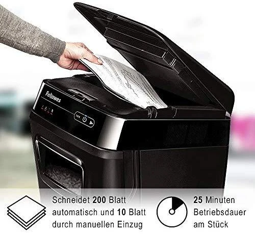 Fellowes Cross-Cut | AutoMax 200C | Juodas | Popieriaus smulkinimas | Kompaktinių diskų smulkinimas | Kreditinių kortelių smulkinimas