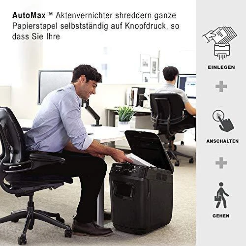 Fellowes Cross-Cut | AutoMax 200C | Juodas | Popieriaus smulkinimas | Kompaktinių diskų smulkinimas | Kreditinių kortelių smulkinimas