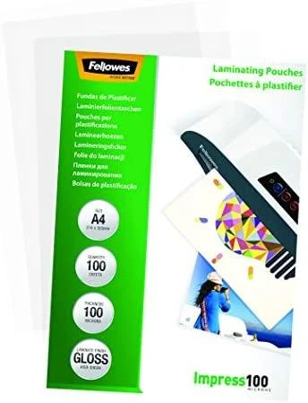 FELLOWES LAMINATING POUCH 100MIC A4 100PK