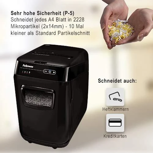 Fellowes MicroShred AutoMAX 200M Popieriaus smulkinimas, Kreditinių kortelių smulkinimas