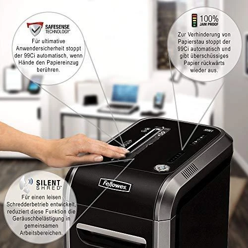 Fellowes Powershred | 99Ci | Juodas | 34 L | Kompaktinių diskų smulkinimas | Kreditinių kortelių smulkinimas | Popieriaus apdorojimo standartas / išvestis 18 lapų per eigą | Skersinis smulkintuvas | Garantija 24 mėn.