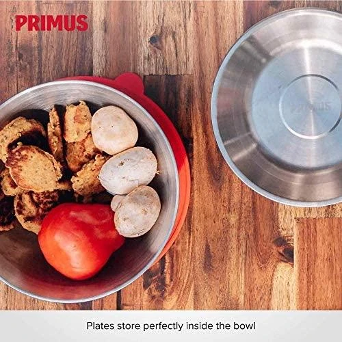 Švedija Primus Campfire serving kit steel bowl with lid and 4 plates