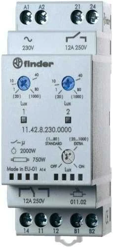 Finder Twilight komutatorius 1P 1Z 12A 230V AC nepriklausomi išėjimai ir du 1-80lx nustatymai (11.42.8.230.0000)