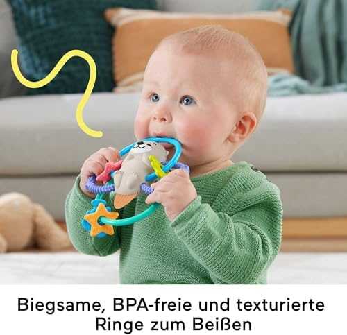 Fisher-price kramtukas su barškučiu, daugiaspalvis, audinys