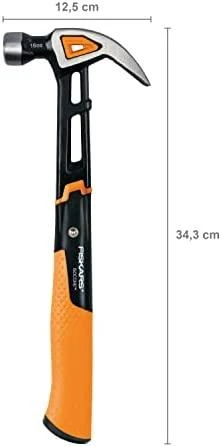 Fiskars IsoCore Apdailos plaktukas, lenkta galva M, 16oz ,1027202