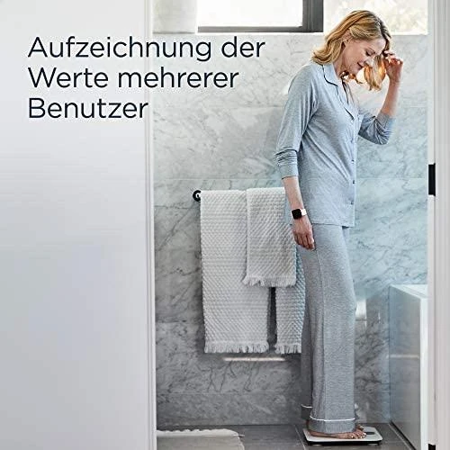 Virtuvinės svarstyklės Fitbit | Išmaniosios kūno rengybos svarstyklės | Aria Air | Automatinis išjungimas | Kūno riebalų analizė | Kūno masės indekso (KMI) matavimas | Keli vartotojai | Vonios svarstyklės