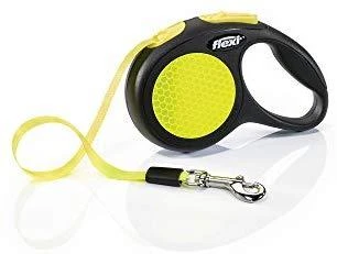 Flexi New Neon S pavadėlis šunims iki 15kg juostinis 5m geltonos spalvos