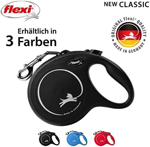 Flexi New Classic L pavadėlis šunims iki 50kg juostinis 5m juodos spalvos