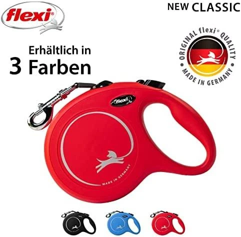 Flexi New Classic L pavadėlis šunims iki 50kg juostinis 5m raudonos spalvos