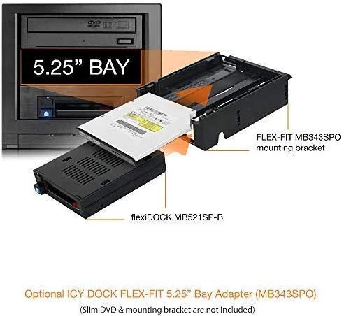 Nezatříděno „Icy Dock“ 2,5 colio SATA / SAS „hotswap flexiDOCK“ lizdas (MB521SP-B)