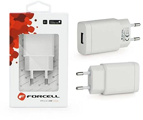Įkroviklis Forcell (1xUSB 2.4A 18W) baltas