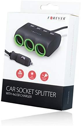 Automobilinis įkroviklis-šakotuvas Forever CSS-05 3 in 1 su 4xUSB ir 3x12V jungtimis