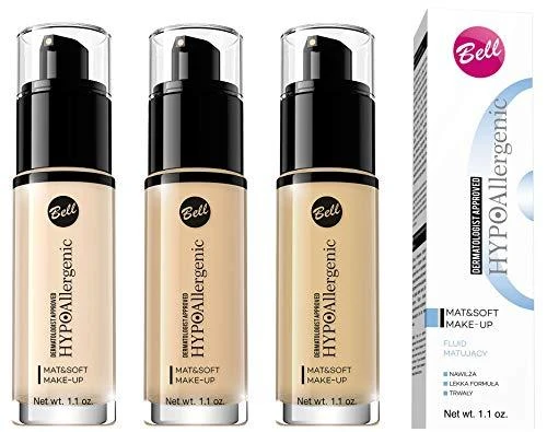 Matinis makiažo pagrindas Bell HypoAllergenic Mat&Soft 30 g, 03 Sunny rusvai gelsvas