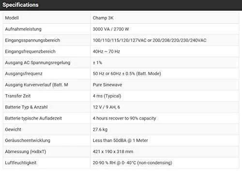 FSP | CHAMP 3K TOWER | 3000 VA | ± 1% (Batt. Mode) V | 300 V