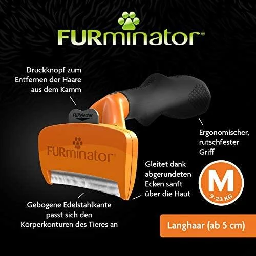 Furminator deShedding  šukos ilgaplaukiams šunims, sveriantiems 9-23 kg.