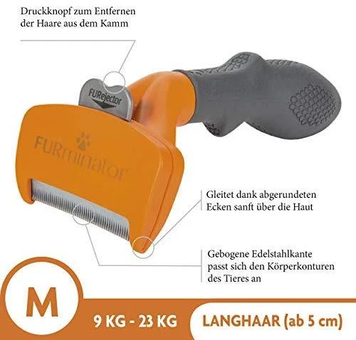 Furminator deShedding  šukos ilgaplaukiams šunims, sveriantiems 9-23 kg.