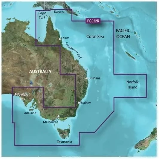 Garmin BlueChart g3 Vision | VPC022R | Australijos rytų pakrantės žemėlapis