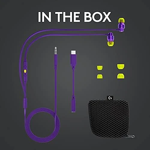 Į ausis įkišamos ausinės žaidimams Logitech G333, Violetinė