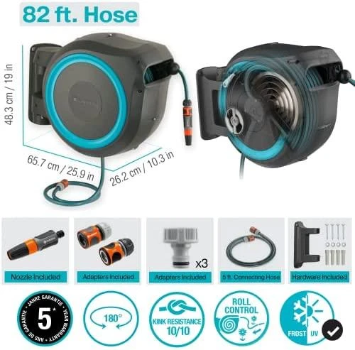 Gardena sieninė automatinė ritė žarnai "RollUp M/L" 25m, 13mm