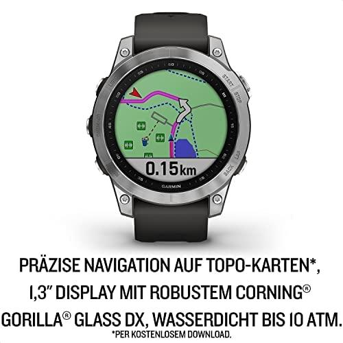 Išmanusis laikrodis Garmin fenix 7 – Standard Edition, Sidabro spalvos korpusas su grafito spalvos silikoniniu dirželiu