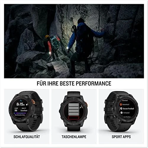 Išmanusis laikrodis Garmin Fenix 7X Pro Solar, Pilkos spalvos korpusas su juodos spalvos silikoniniu dirželiu