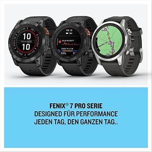Išmanusis laikrodis Garmin Fenix 7X Pro Solar, Pilkos spalvos korpusas su juodos spalvos silikoniniu dirželiu