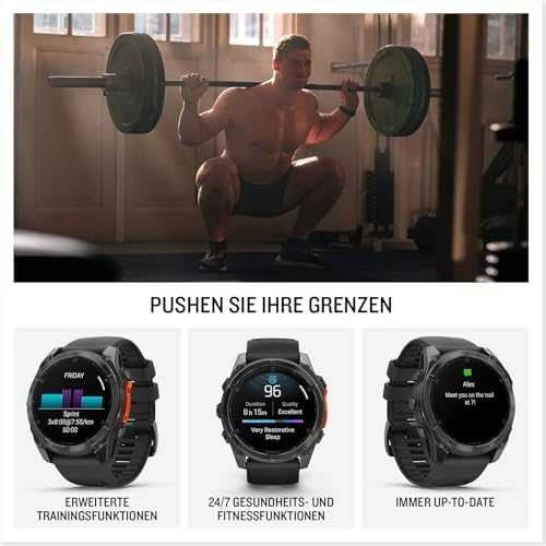 Išmanusis laikrodis Garmin fēnix® 8 Pro – 51 mm, AMOLED Sapphire, Pilkos anglies spalvos DLC titanas su juodos / pilkos akmenukų spalvos silikoniniu dirželiu | 010-03199-01
